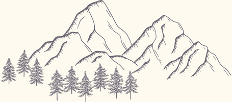 Gebirge mit Bäumen.